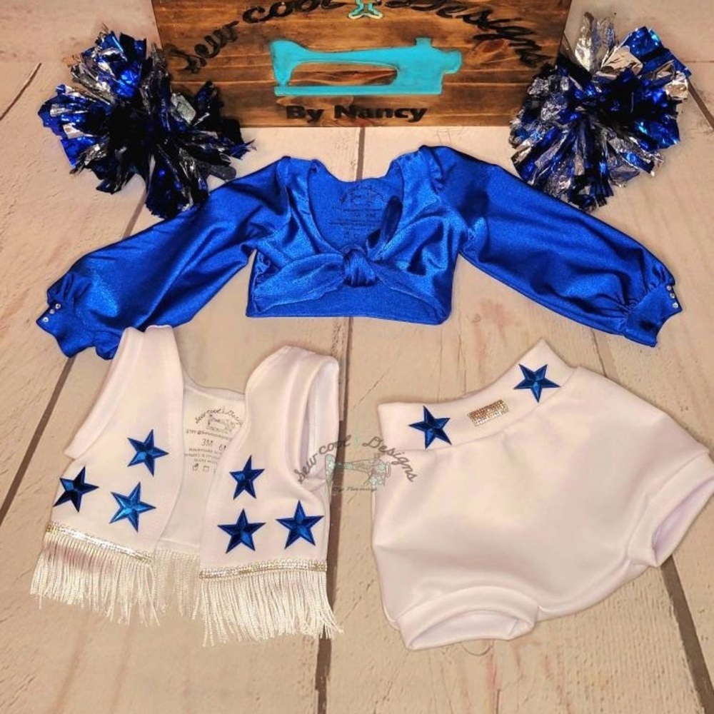 Dallas Cowboys Kids Cheerleader Costume Set - Blue and White